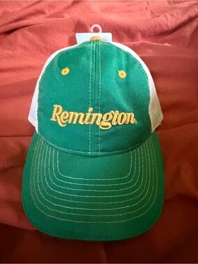 Remington Green and White Mesh Back Cap with Yellow Trim
